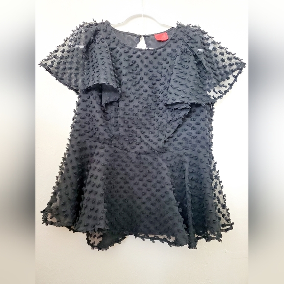 V CRISTINA WOMENS SHEER BLACK TOP - Picture 5 of 8